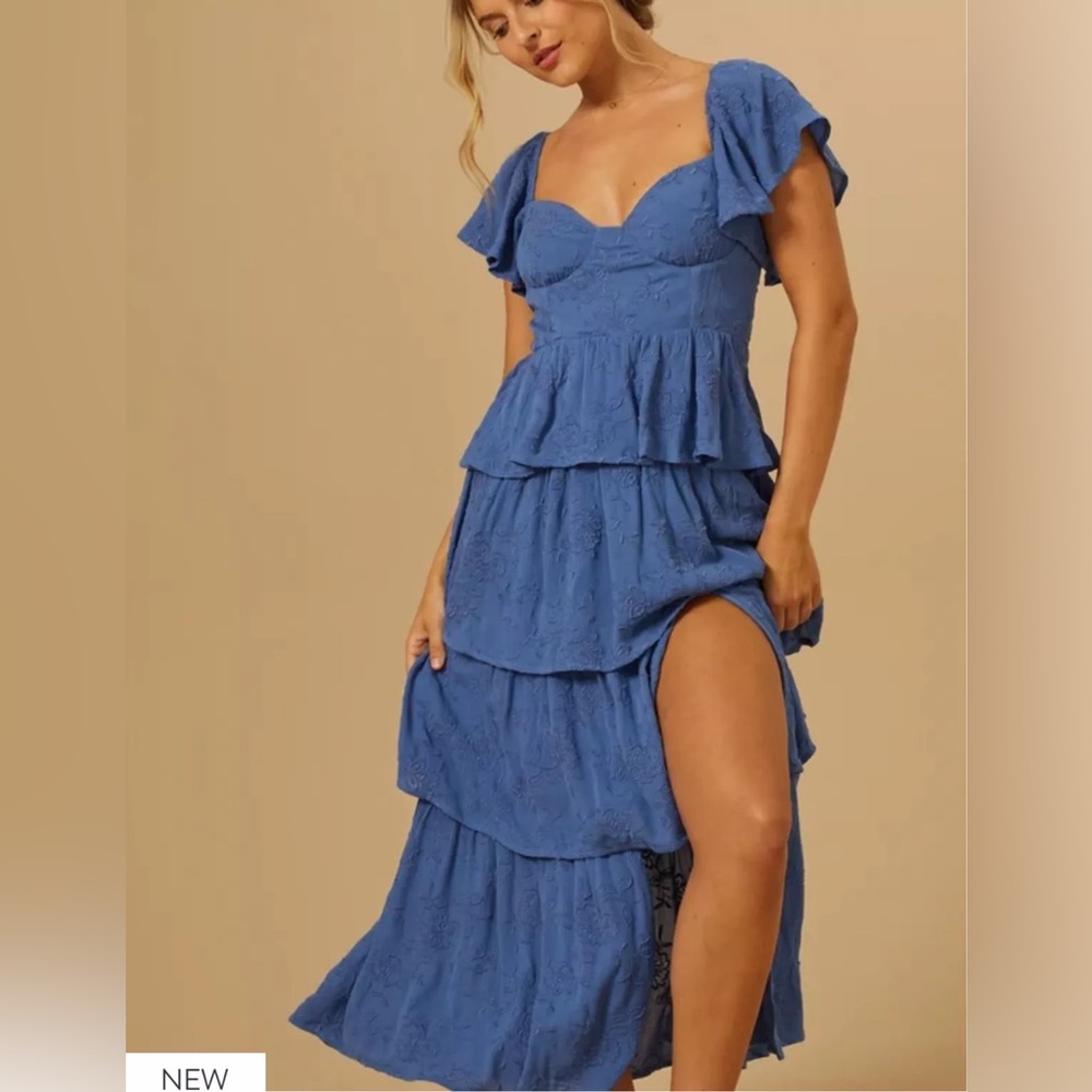 Altar’d State Blue Tiered Maxi Dress